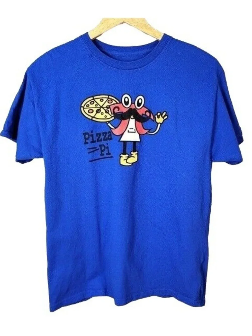 Math Kids Pi 3.14 Graphic TShirt Blue XL Short Sleeve Crew Neck Geek Pizza Hanes